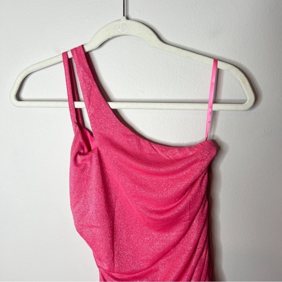Superdown Jayden One Shoulder Mini Dress in Pink Glitter - Picture 9 of 9